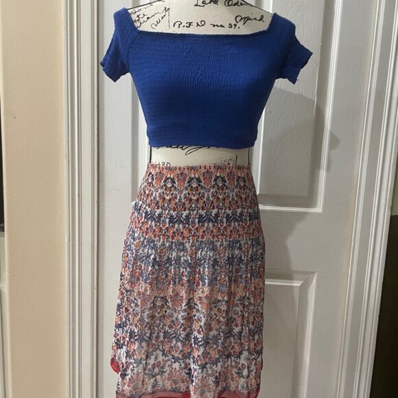 MAX STUDIO SKIRT RUFFLE ASYMMETRICAL BOHO SKIRT SIZE MEDIUM - Picture 2 of 16